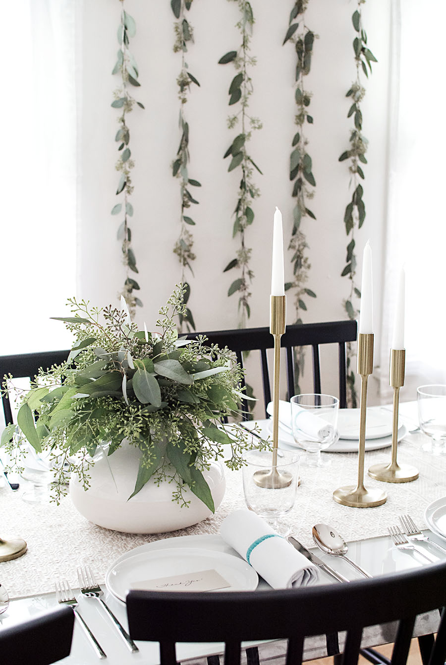 Thanksgiving table with seeded eucalyptus - Homey Oh My!